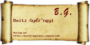 Beitz Gyöngyi névjegykártya